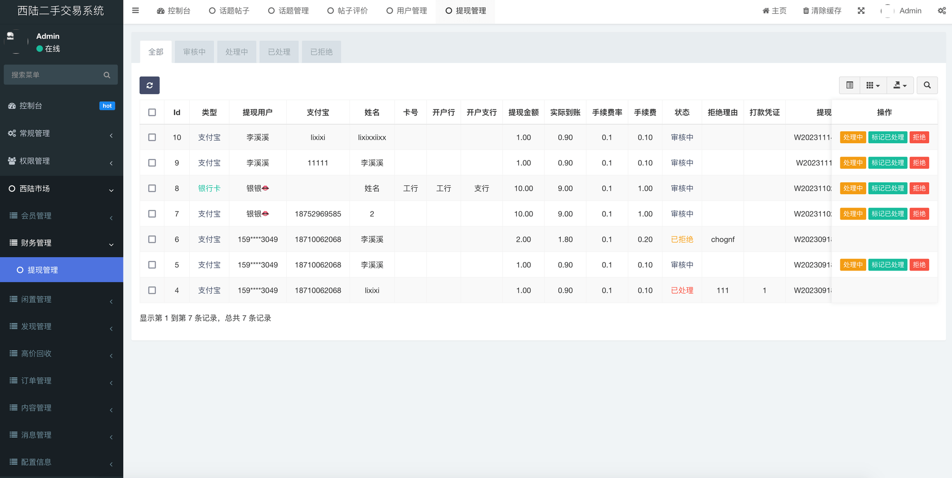 西陆二手交易系统 后台管理截图 18