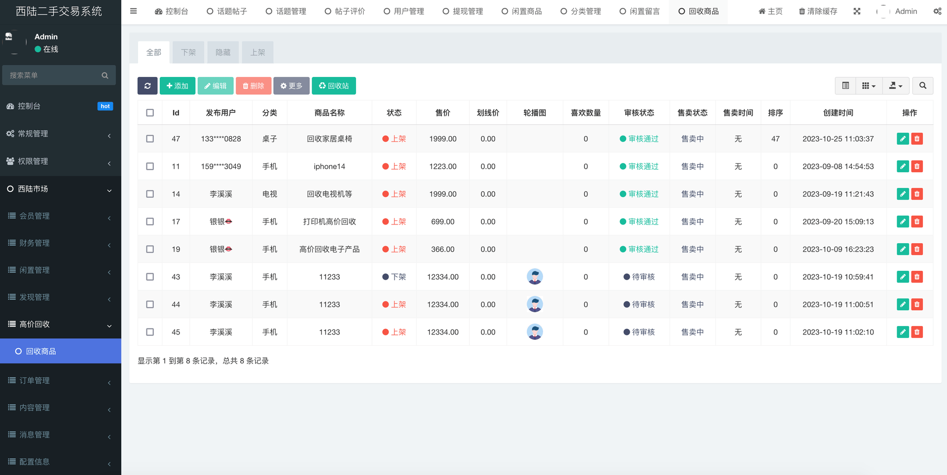 西陆二手交易系统 后台管理截图 21