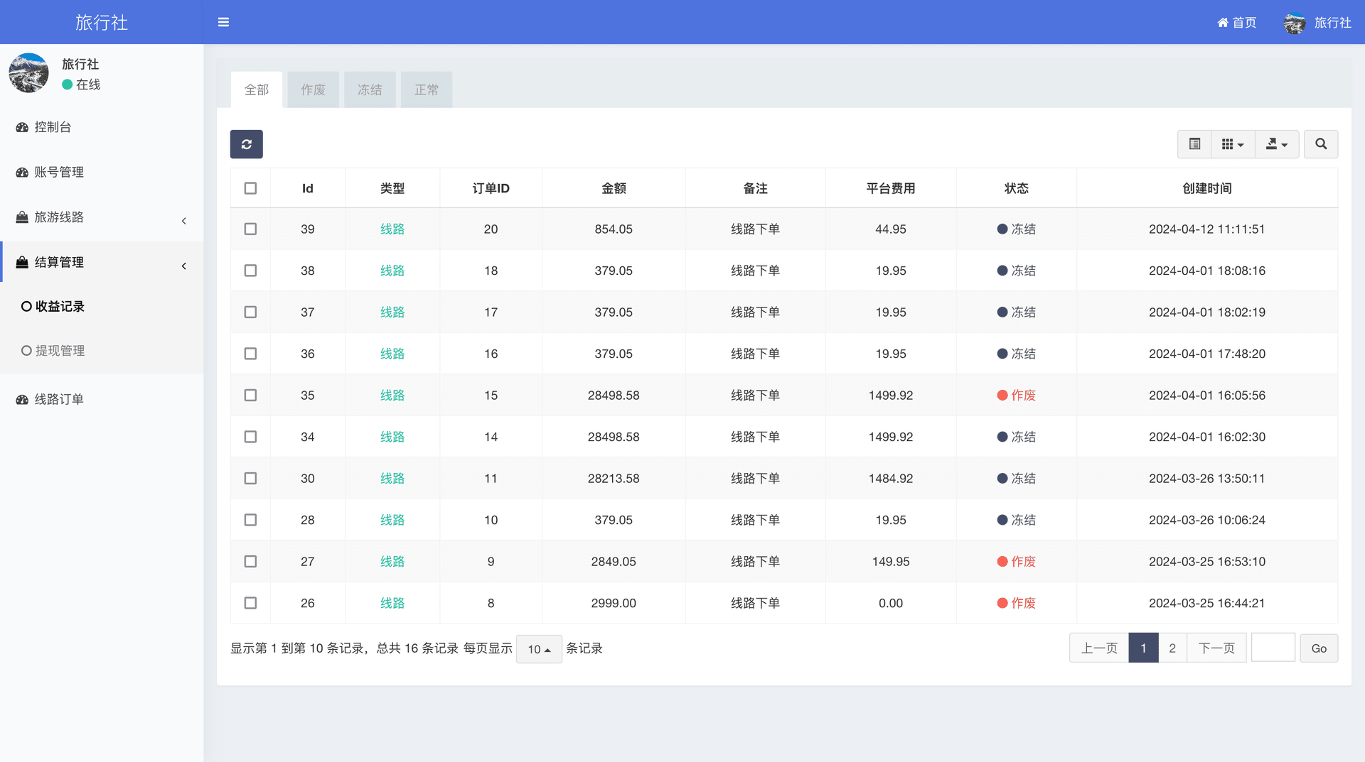 西陆旅游系统 后台管理截图 20